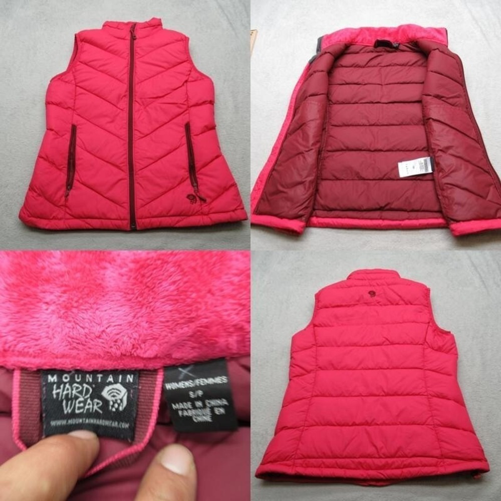 Mountain Hardwear Down Vest Women Small Pink Insulated Full Zip Quilted Puffer